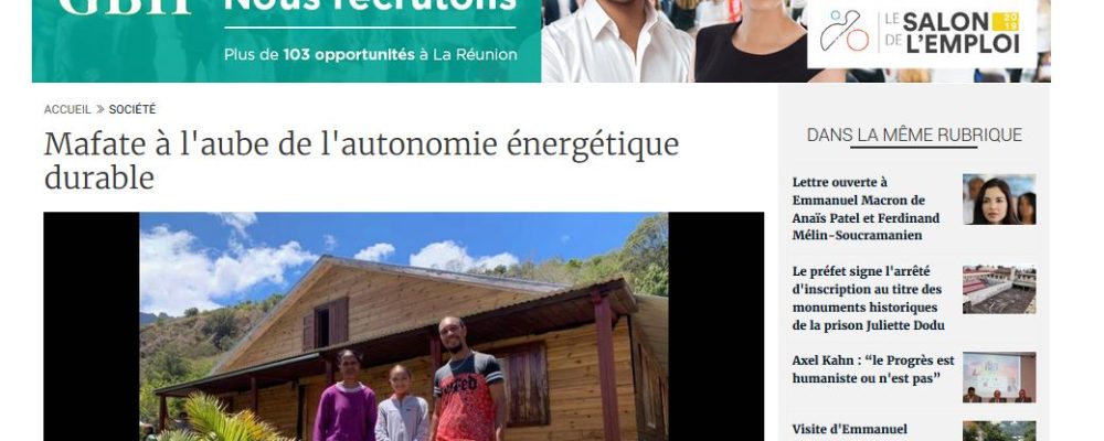 [ Clicanoo ] Mafate à l’aube de l’autonomie énergétique durable