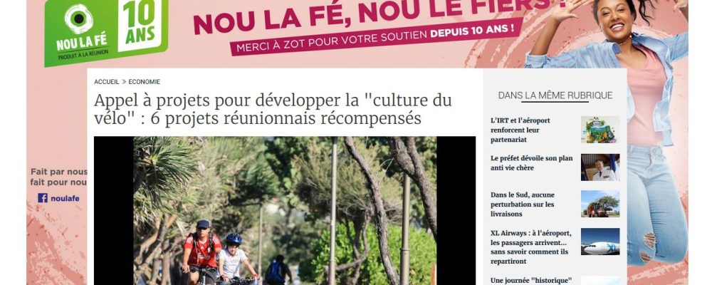 [ Clicanoo] Appel à projets pour développer la « culture du vélo » : 6 projets réunionnais récompensés