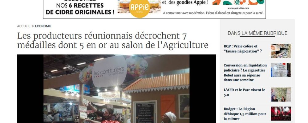 [ Clicanoo ] Les producteurs réunionnais décrochent 7 médailles dont 5 en or au salon de l’Agriculture